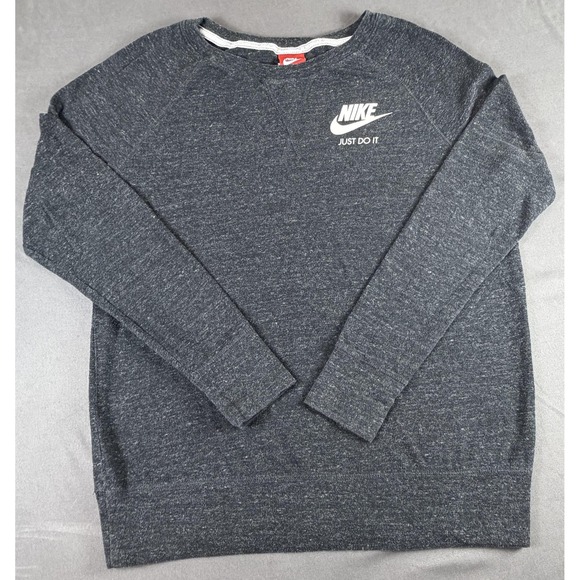 Nike Other - Nike Sweatshirt Mens Large Gray Just Do It Logo Fleece Pullover Crewneck